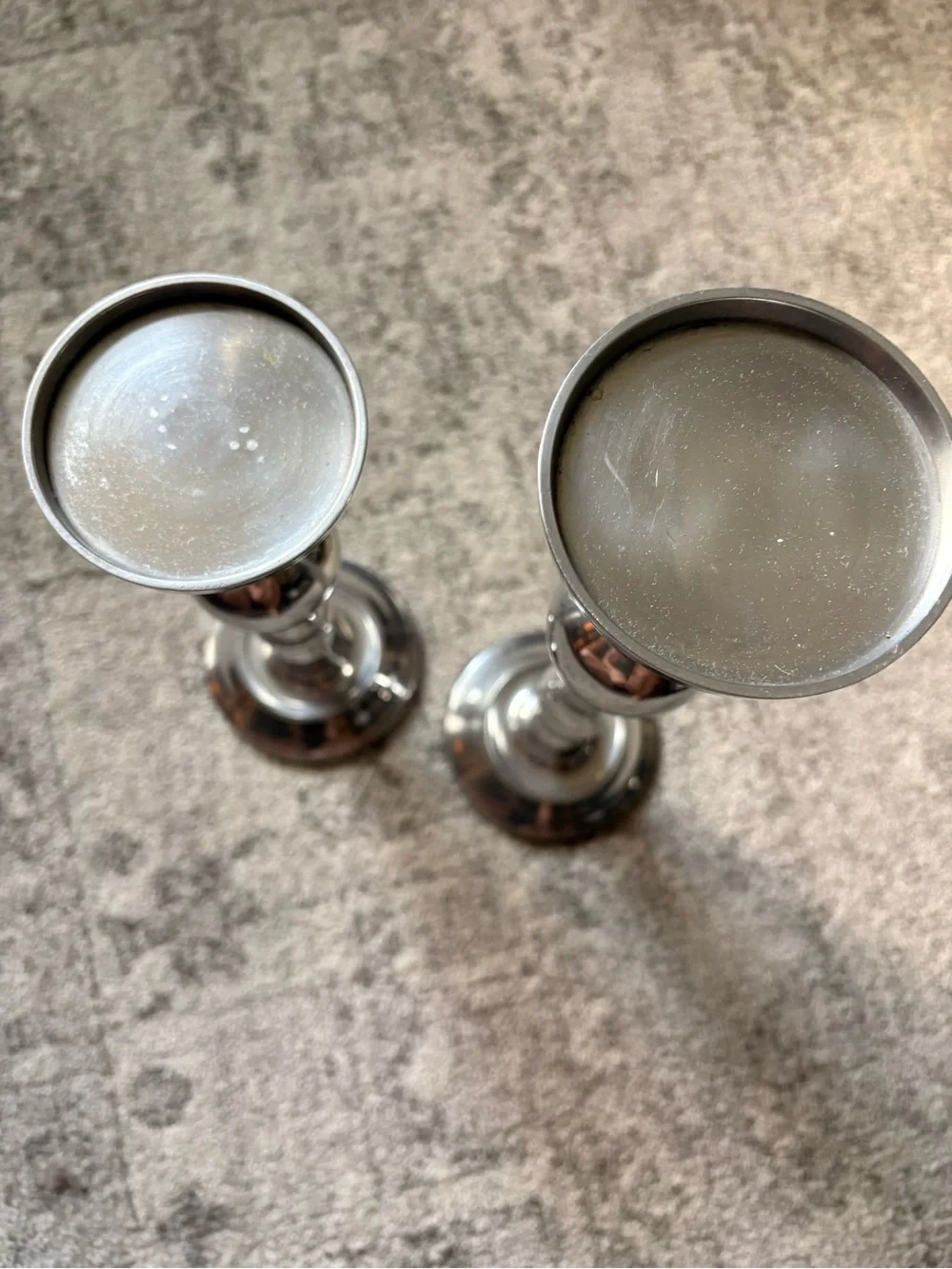 Pottery Barn Polished Silver Metal Candle Holders (Set of 2)